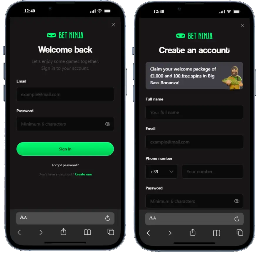 Snelle Registratie En Betninja Login Proces